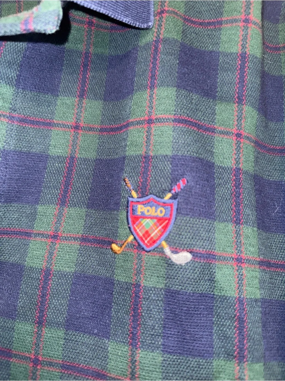 Ralph Lauren Green and Navy Tartan Polo
